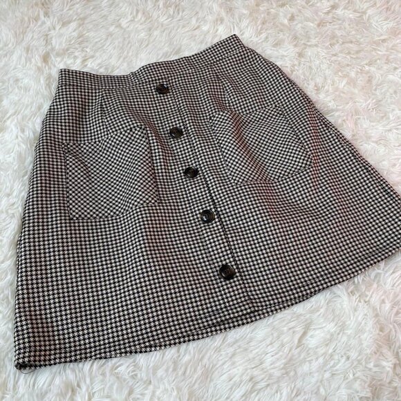 Deather Front Button Skirt F Black/ Ivory - Picture 4 of 6